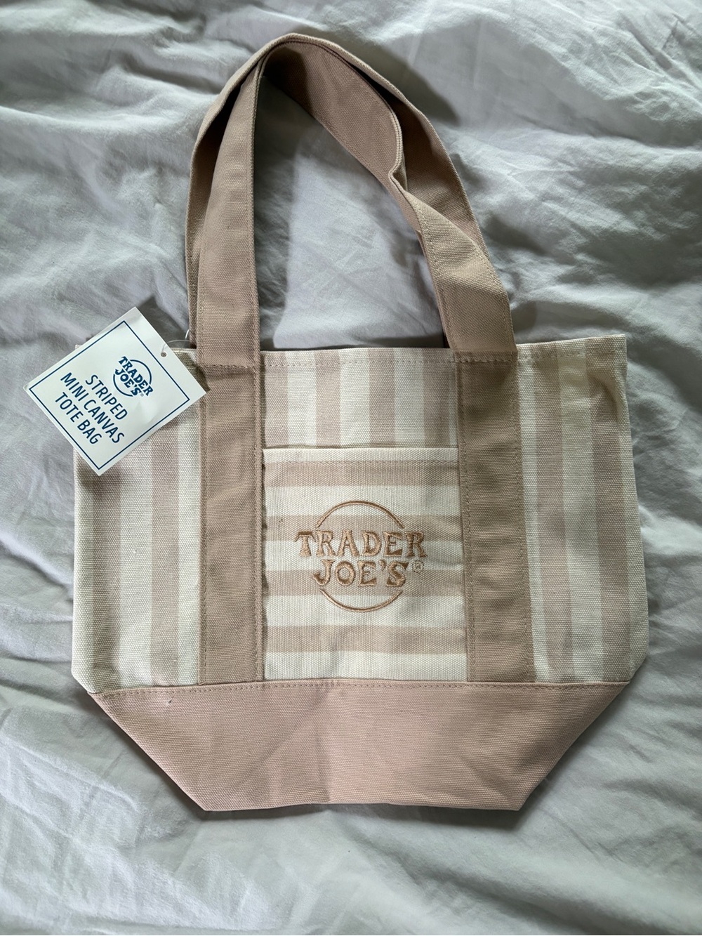 Trader Joe’s tan Striped Canvas Tote Bag